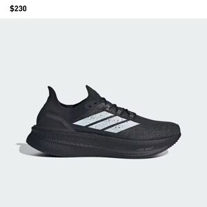 adidas Men's Black Athletic Shoes with White Stripes